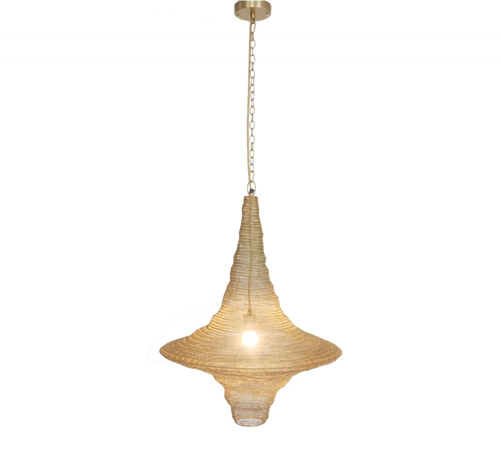 1-Light Gold Pendant With A Chain Basket Shade